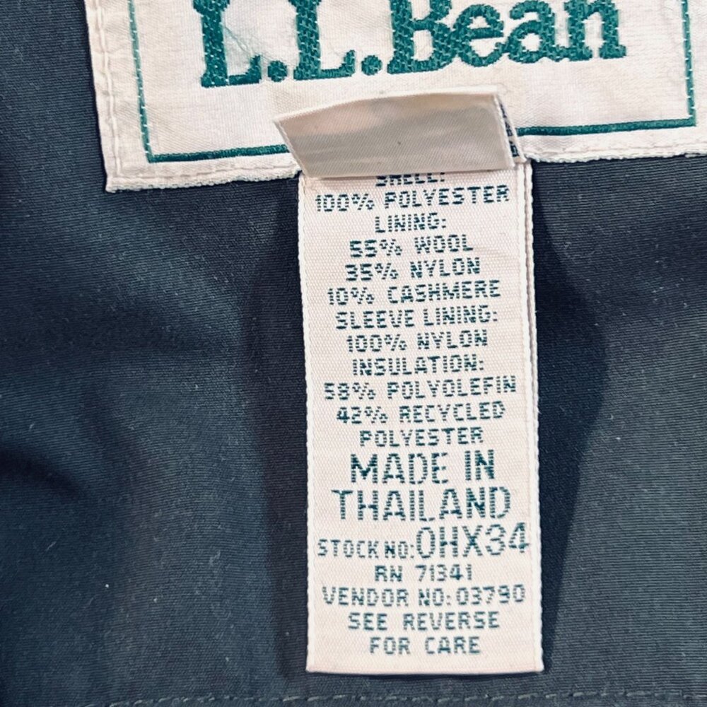 LL Bean Barn Coat Tall Lg Wool Blend Plaid Lining Chore Jacket Insulated Green - Picture 6 of 16